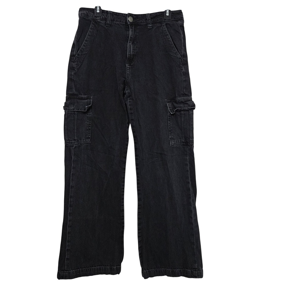 Aeropostale High Rise Wide Leg Black Cargo Goth Y2K Style Utility Jean Skater 8 - Picture 2 of 12